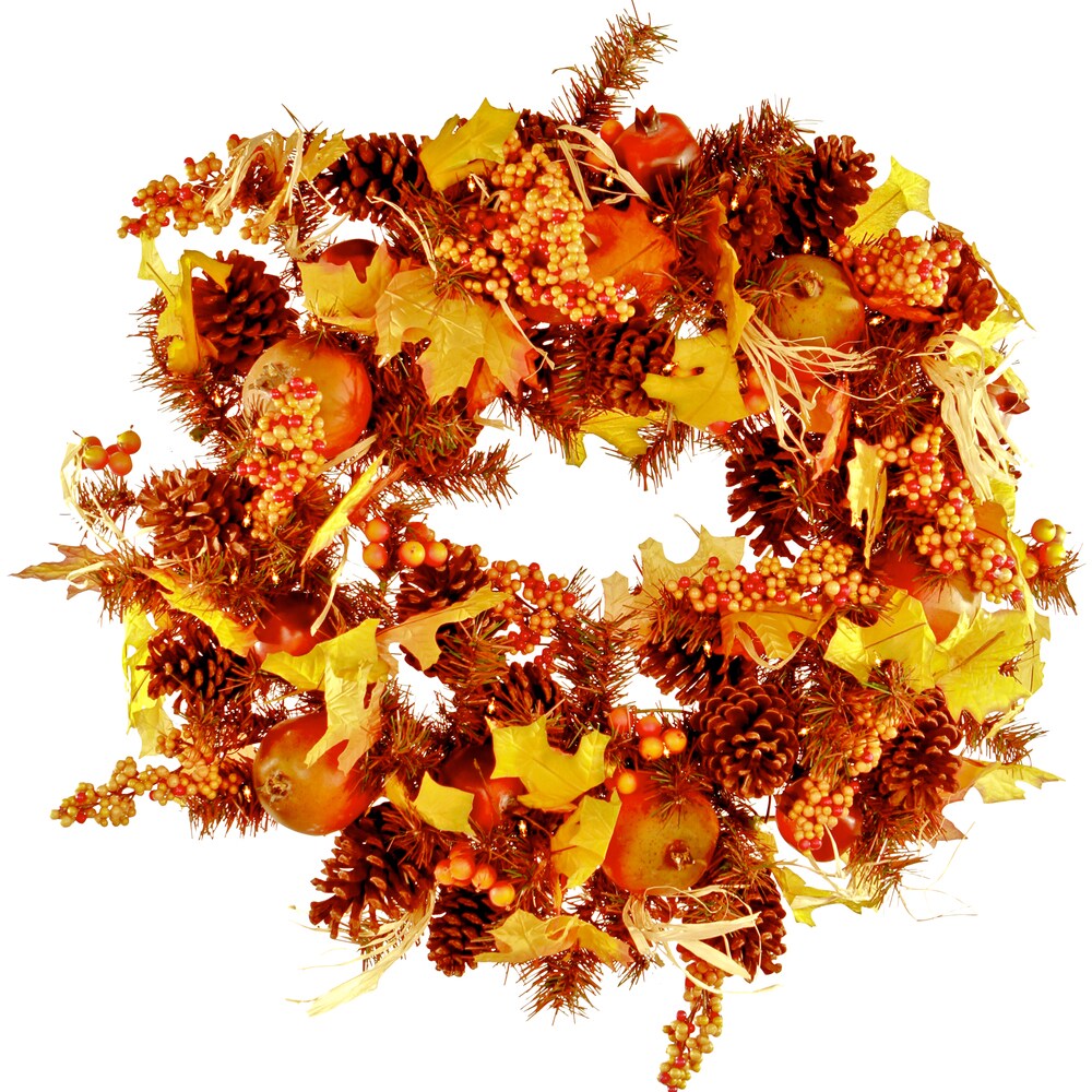 Pre-Lit Fall Wreath (24 Inch Diameter)
