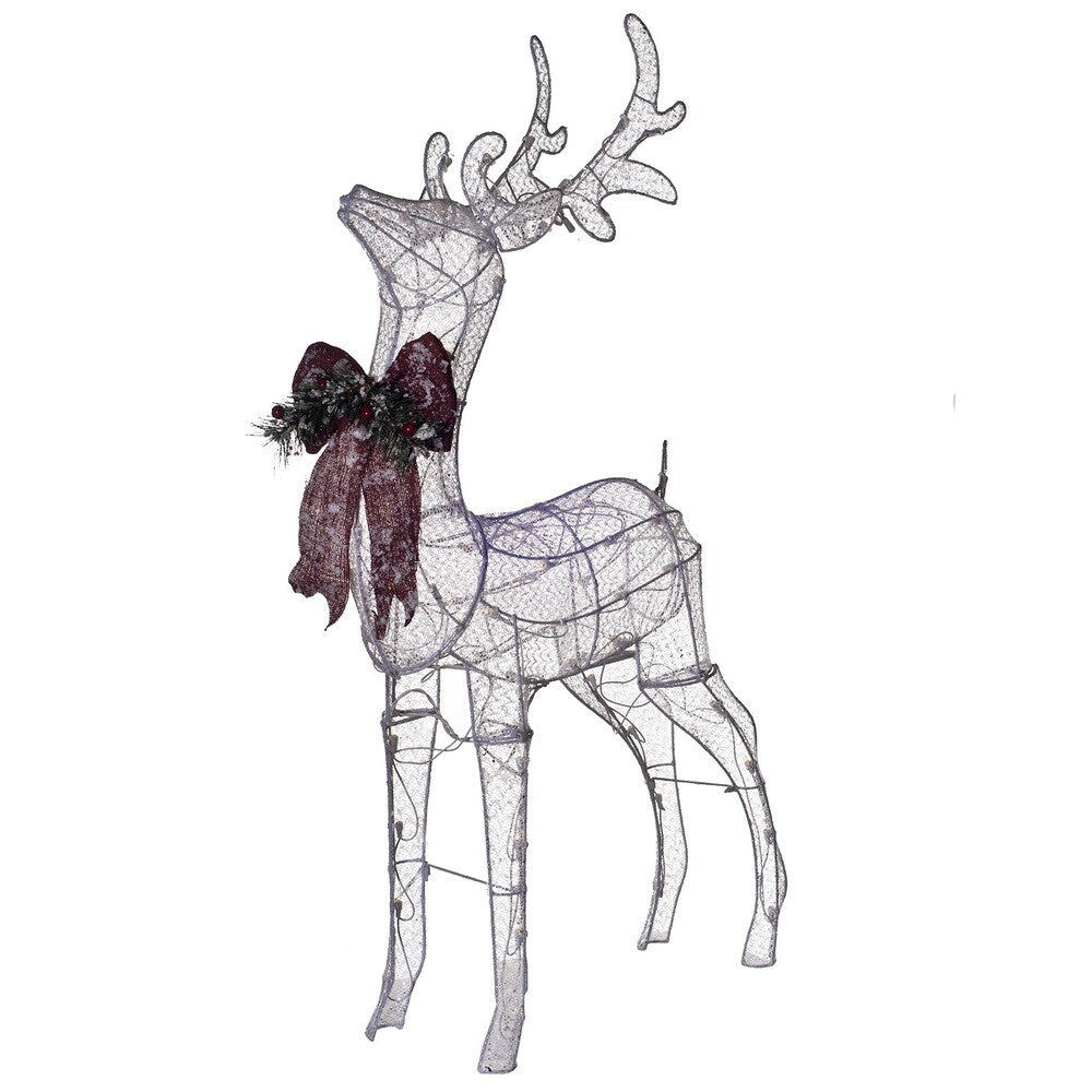 Pre-Lit Glittering Net Fabric Standing Buck