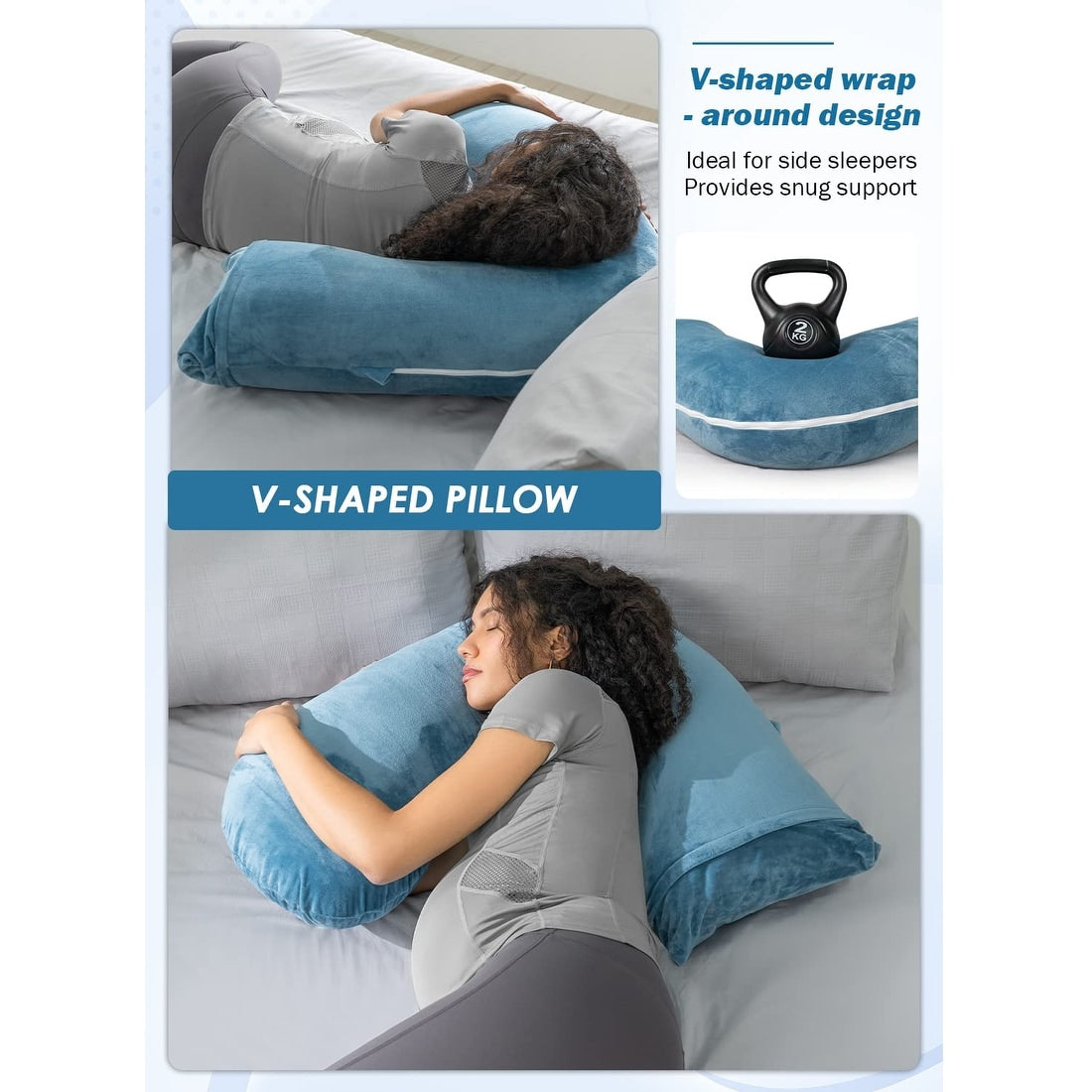 Pregnancy Pillow for Sleeping, L Shaped Body Pillow for Side Sleeping, Detachable Pregnancy Pillow with Full Body Support