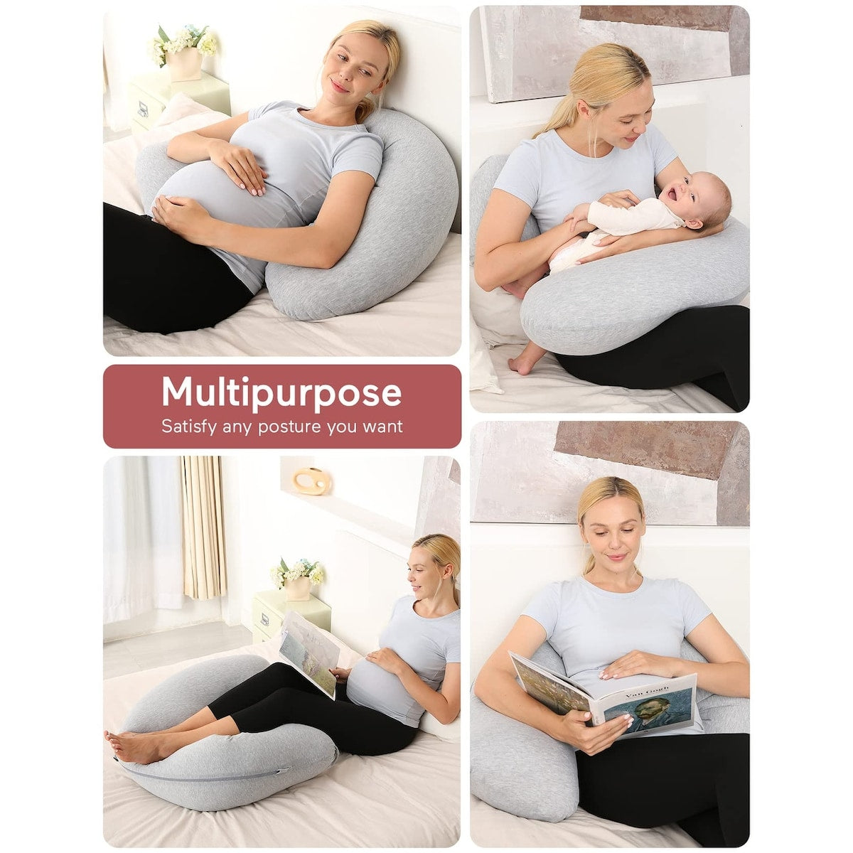 Pregnancy Pillows for Sleeping,J Shaped Maternity Pillow for Pregnant Women,Portable Body Pillow with Jersey Knit Cotton Cover