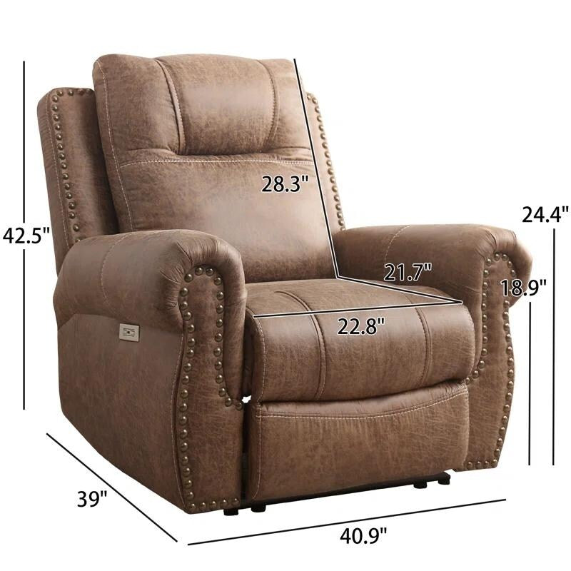 Prelife Classic and Overstuffed Breathable Vegan Leather Power Standard Recliner