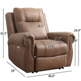 Prelife Classic and Overstuffed Breathable Vegan Leather Power Standard Recliner