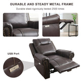 Prelife Classic and Overstuffed Breathable Vegan Leather Power Standard Recliner