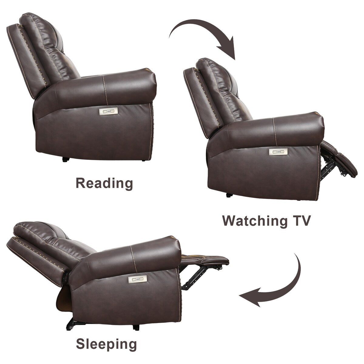 Prelife Classic and Overstuffed Breathable Vegan Leather Power Standard Recliner