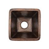 15-in Square Hammered Copper Bar/Prep Sink w/ 3.5-in Drain Opening (BS15DB3)