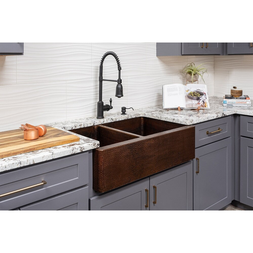 Premier Copper Products Kitchen Sink, Spring Faucet and Accessories Package