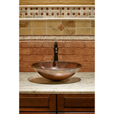 17-in Oval Wired Rim Vessel Hammered Copper Sink (VO17WDB)