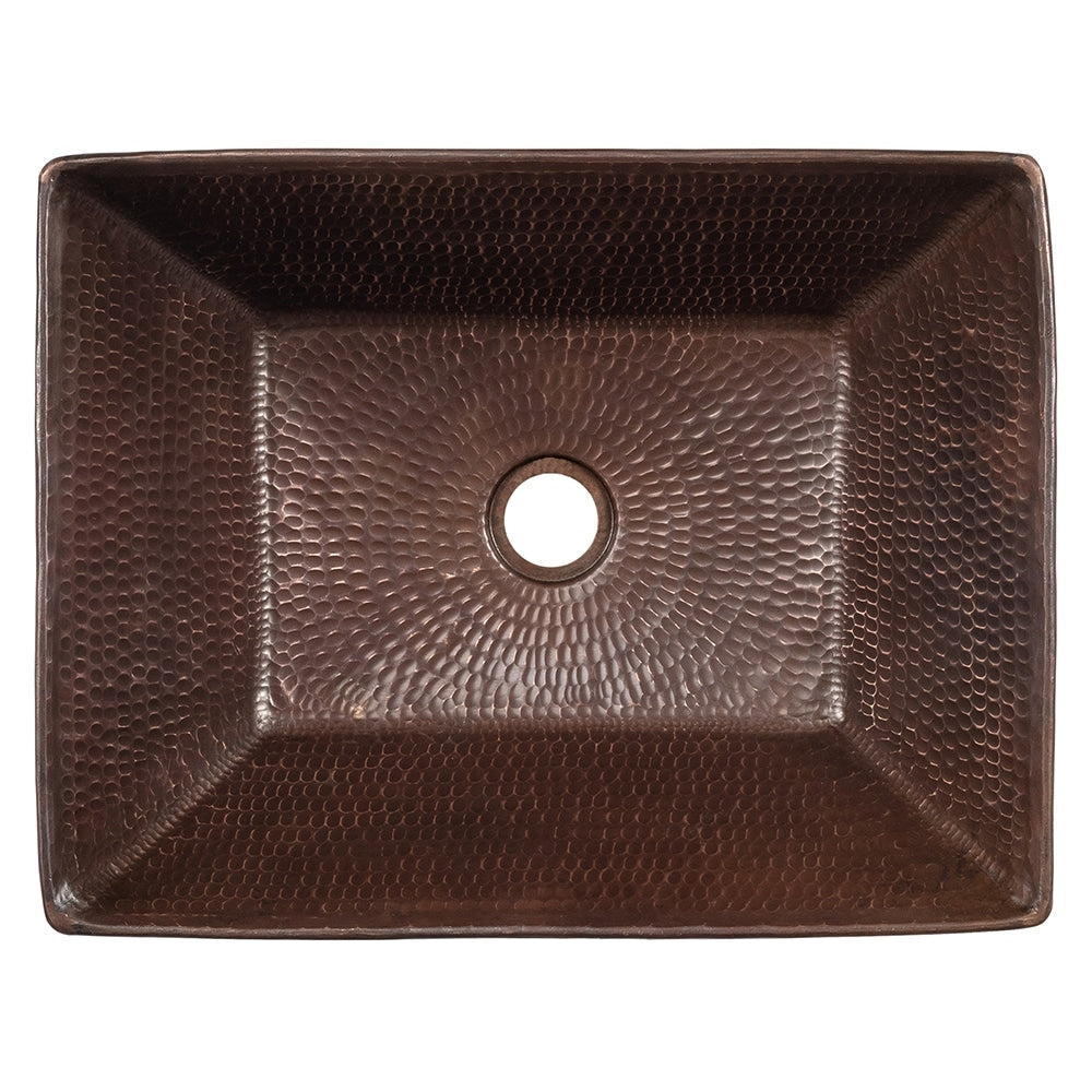 17-in Oval Wired Rim Vessel Hammered Copper Sink (VO17WDB)