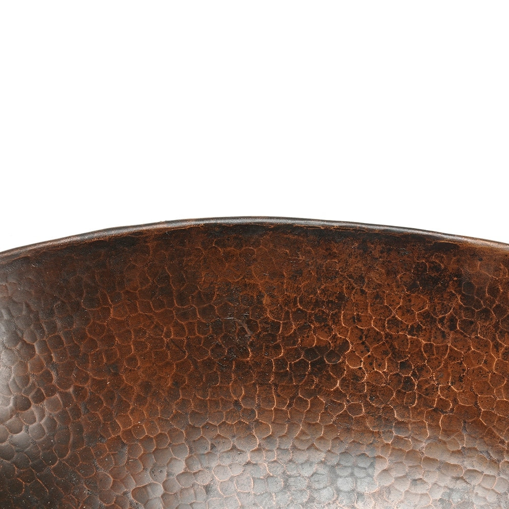 17-in Oval Wired Rim Vessel Hammered Copper Sink (VO17WDB)