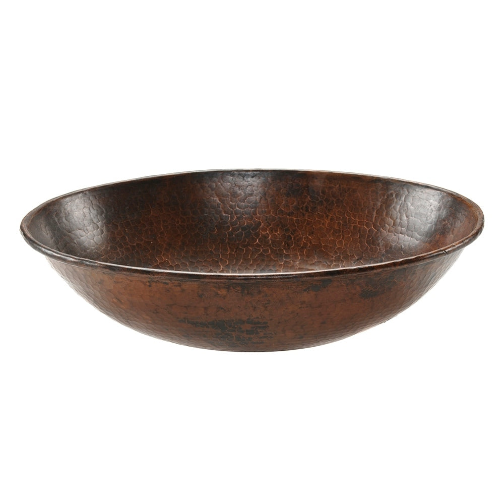 17-in Oval Wired Rim Vessel Hammered Copper Sink (VO17WDB)
