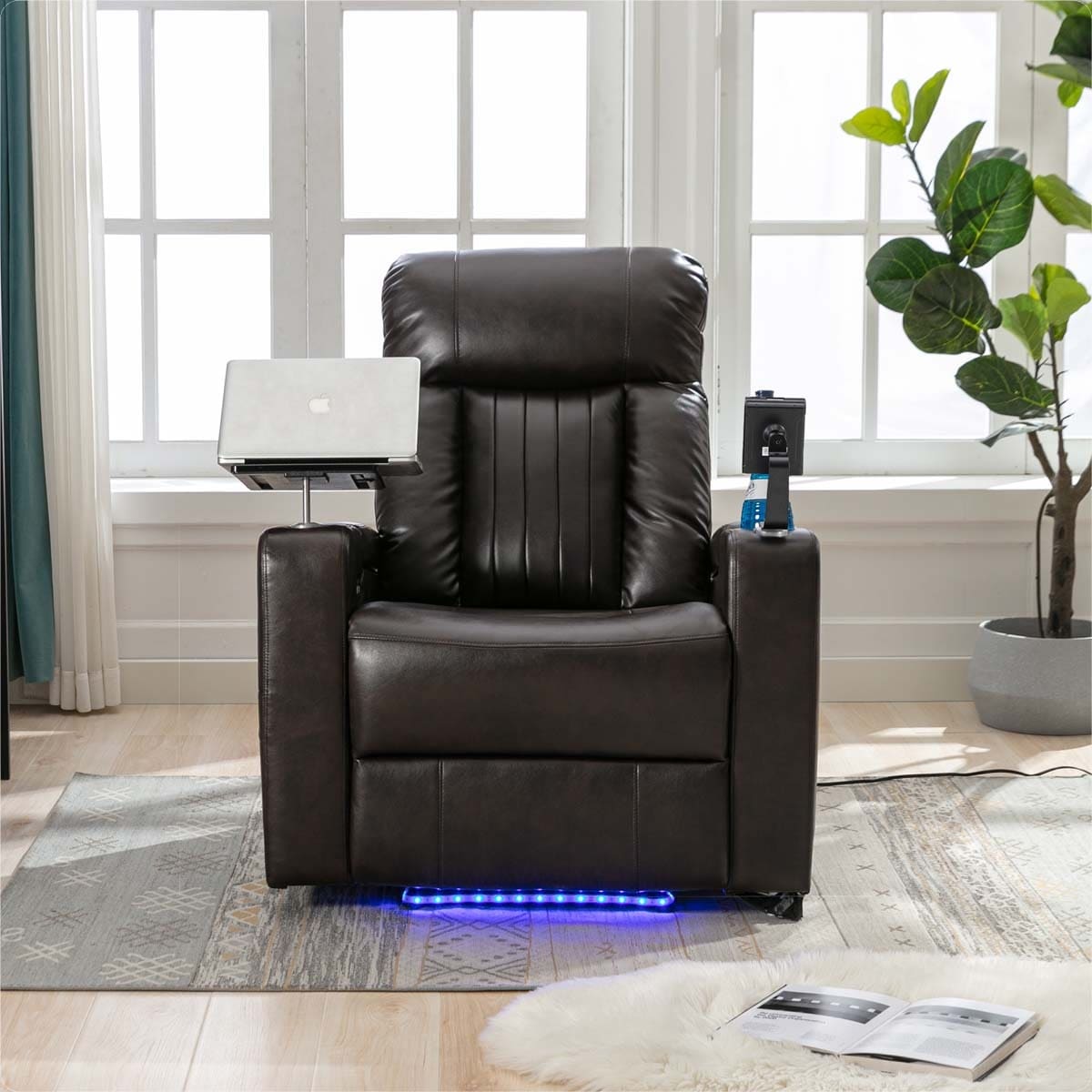 Premium Power Recliner with Swivel Tray Table and Cell Phone Stand