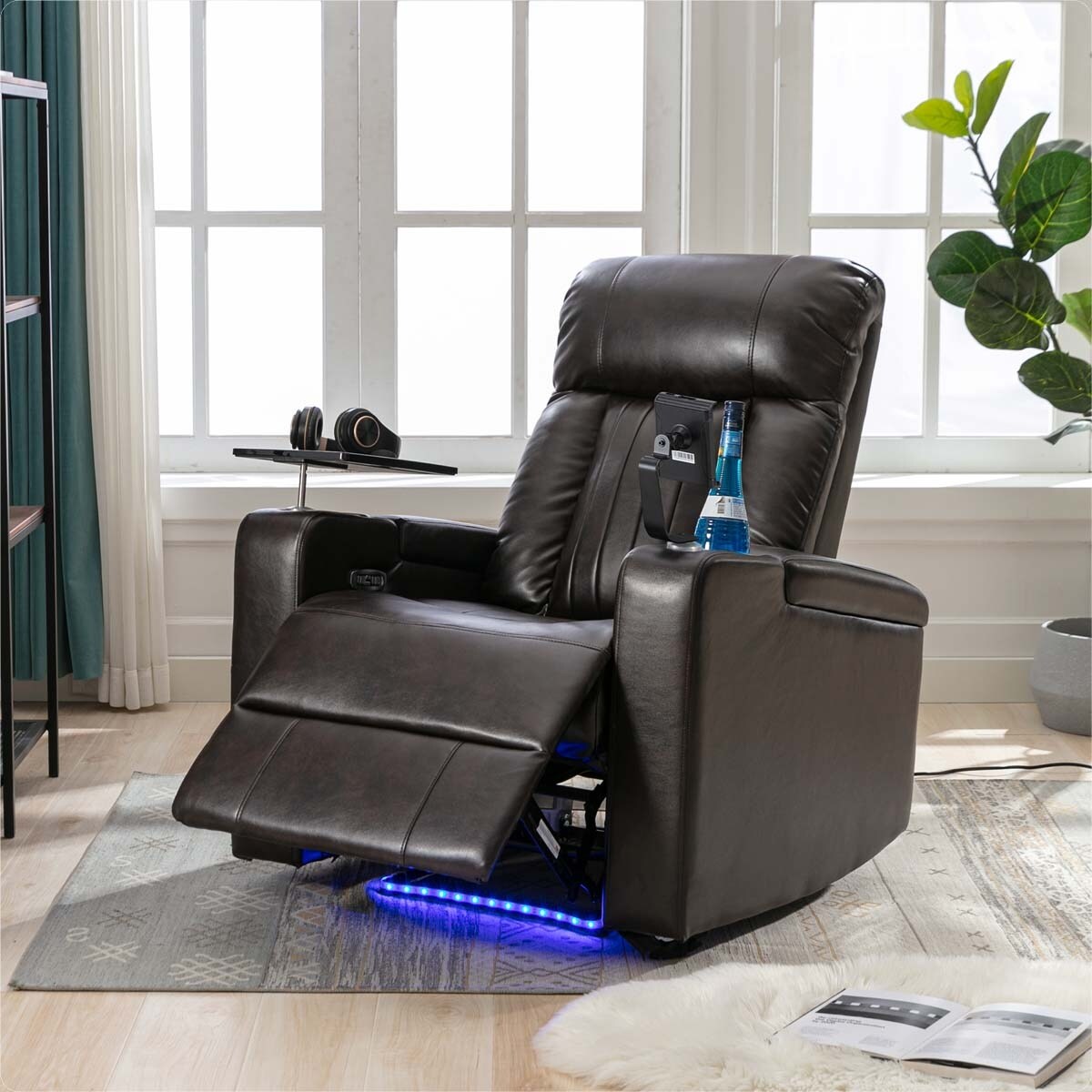Premium Power Recliner with Swivel Tray Table and Cell Phone Stand