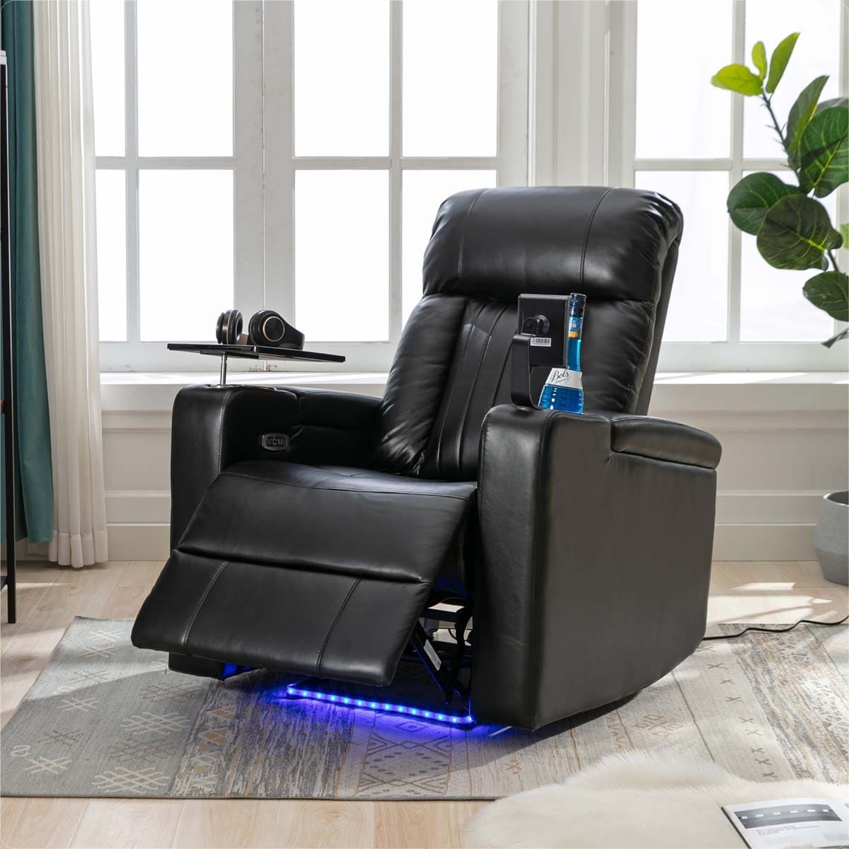 Premium Power Recliner with Swivel Tray Table and Cell Phone Stand