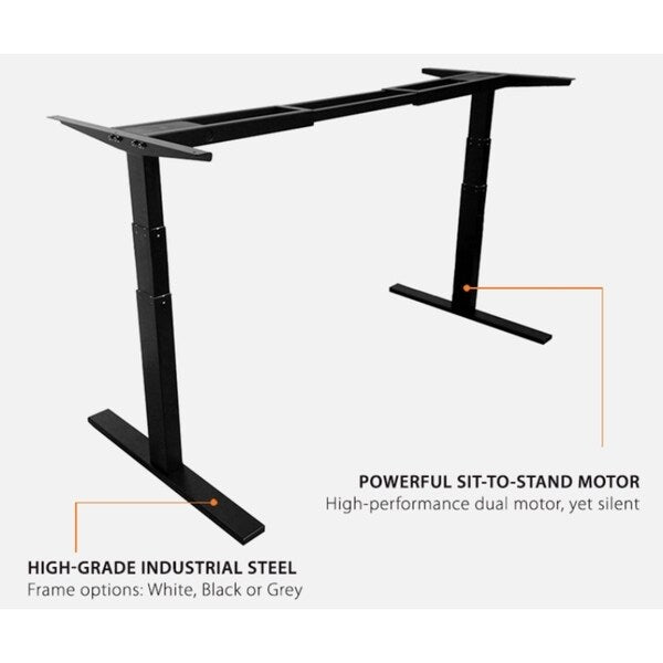 Premium Standing Desk, Grey Frame, Ergonomic Bamboo Table Top, Programmable Memory Pad