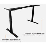 Premium Standing Desk, Grey Frame, Ergonomic Bamboo Table Top, Programmable Memory Pad