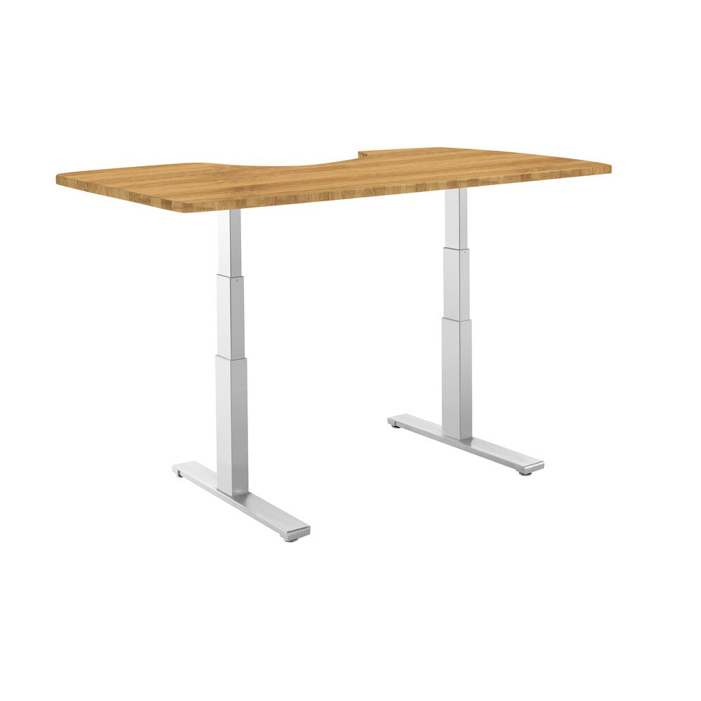 Premium Standing Desk, Grey Frame, Ergonomic Bamboo Table Top, Programmable Memory Pad