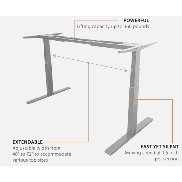 Premium Standing Desk, Grey Frame, Ergonomic Bamboo Table Top, Programmable Memory Pad