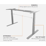 Premium Standing Desk, Grey Frame, Ergonomic Bamboo Table Top, Programmable Memory Pad
