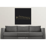 "Black and white illustration of bass clef with scale of 8 notes on stave" Canvas Wall Art