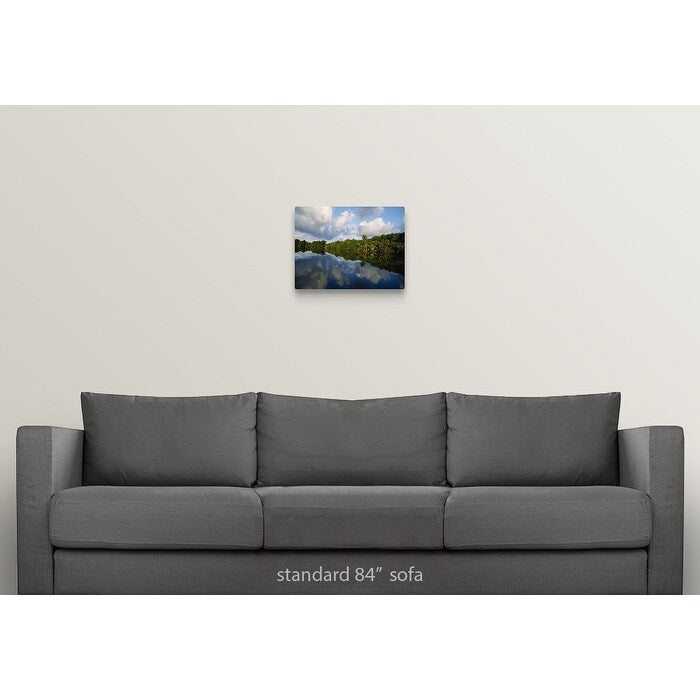 "Forest along the riverbank and reflection of cloud in water, Sibun River, Belize" Canvas Wall Art
