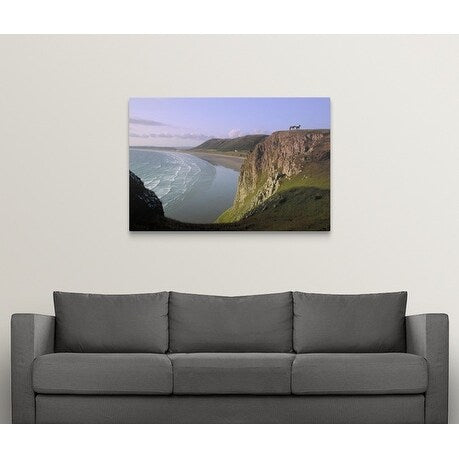 Premium Thick-Wrap Canvas entitled Landscape, Worms Head, West Glamorgan, Wales.