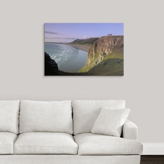 Premium Thick-Wrap Canvas entitled Landscape, Worms Head, West Glamorgan, Wales.