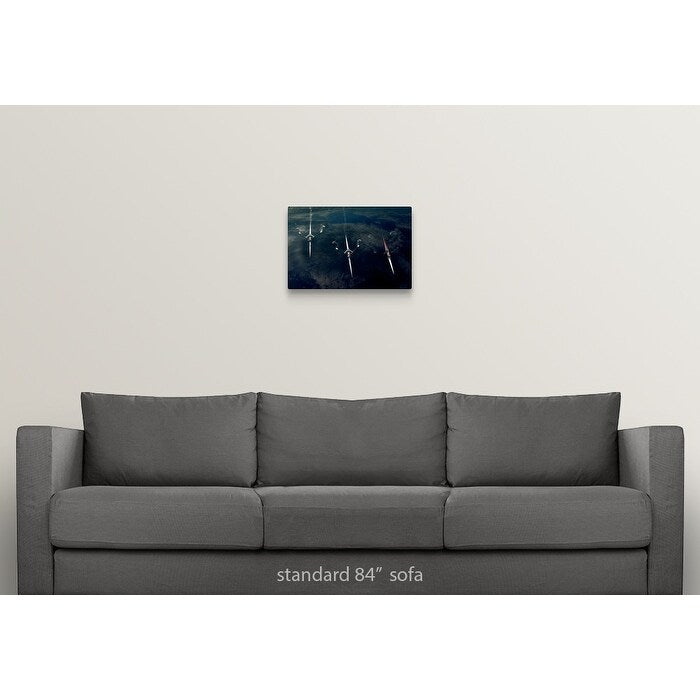 "People rowing sculling boats on river" Canvas Wall Art