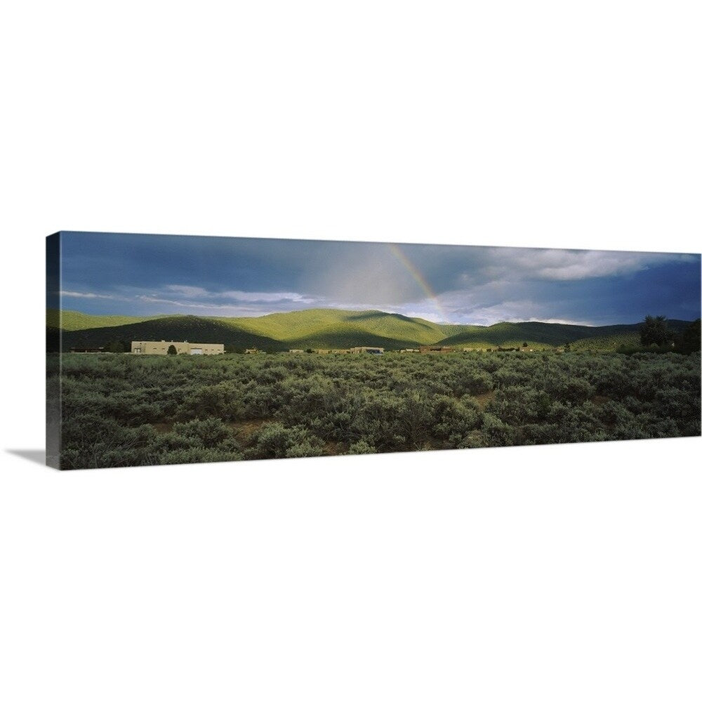 "Rainbow over a rolling landscape, Taos, New Mexico" Canvas Wall Art