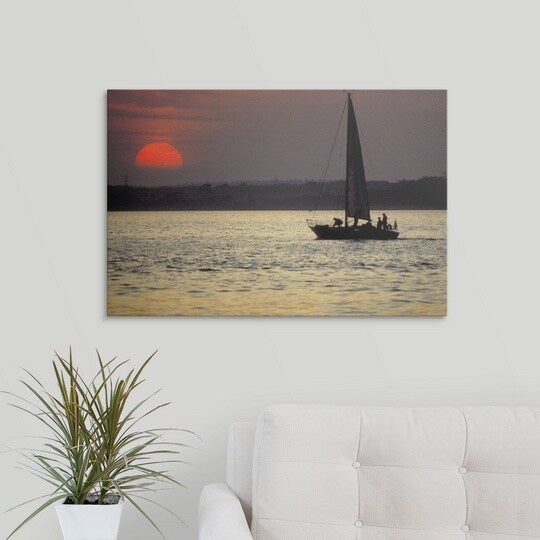Premium Thick-Wrap Canvas entitled Sailing at sunset, Cowes, Isle Of Wight, England.