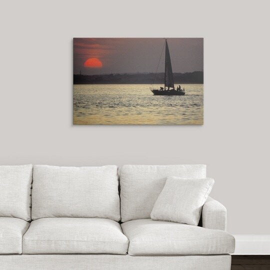 Premium Thick-Wrap Canvas entitled Sailing at sunset, Cowes, Isle Of Wight, England.