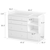 Premium White 5-Drawer Dresser with Baby Changing Table by Kerrogee - 47.2"L