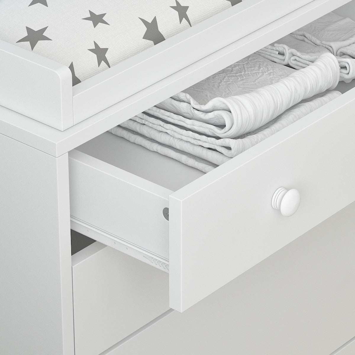 Premium White 5-Drawer Dresser with Baby Changing Table by Kerrogee - 47.2"L