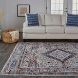 Prescott Vintage Medallion Rug, Gray/Blue/Magenta, Area Rug