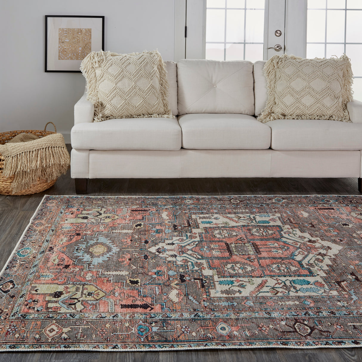 Prescott Vintage Medallion Rug, Pink Clay/Warm Gray, Accent Rug