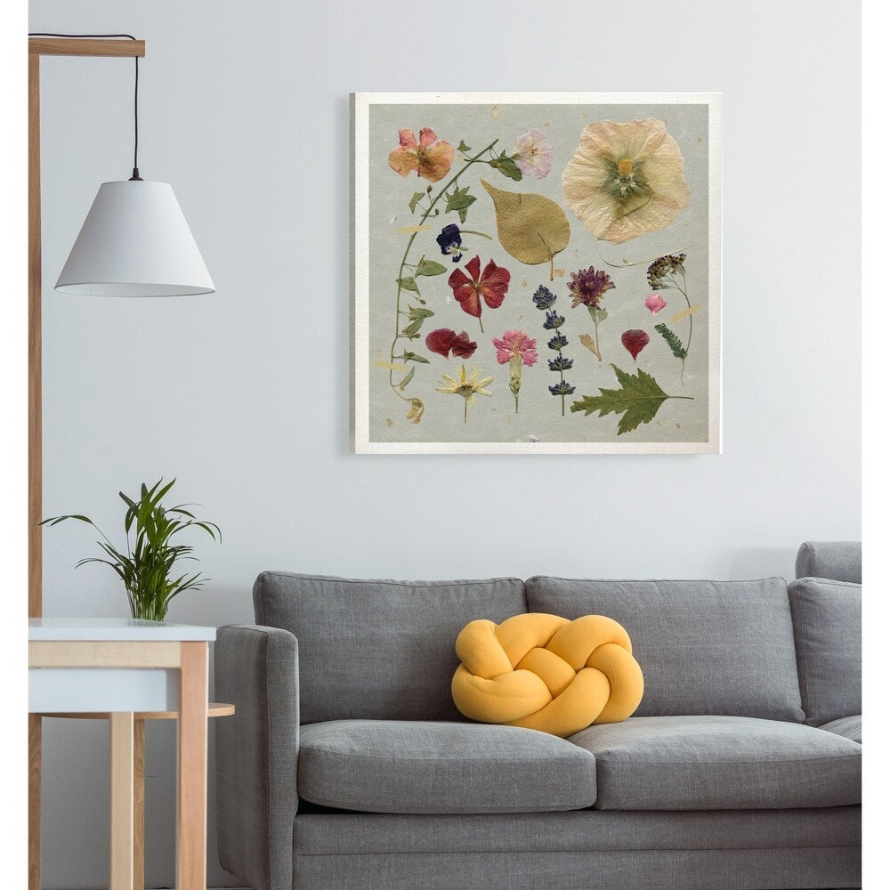 Pressed Assortment I -Gallery Wrapped Canvas - yellow, blue, green, red, black, white