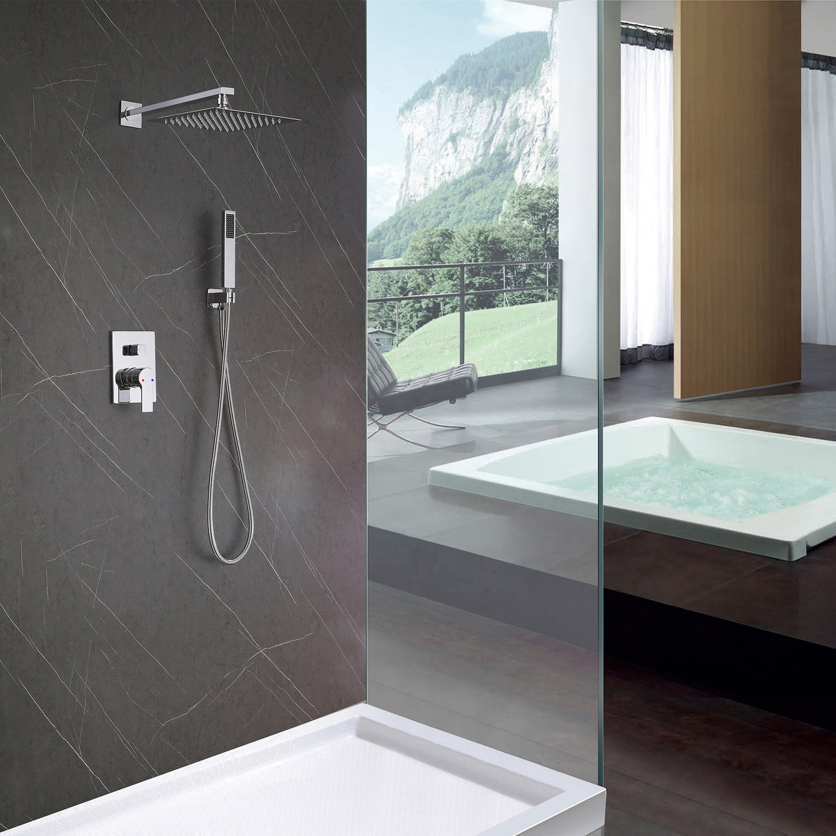 Pressure Balanced Complete Shower System With Rough-In Valve