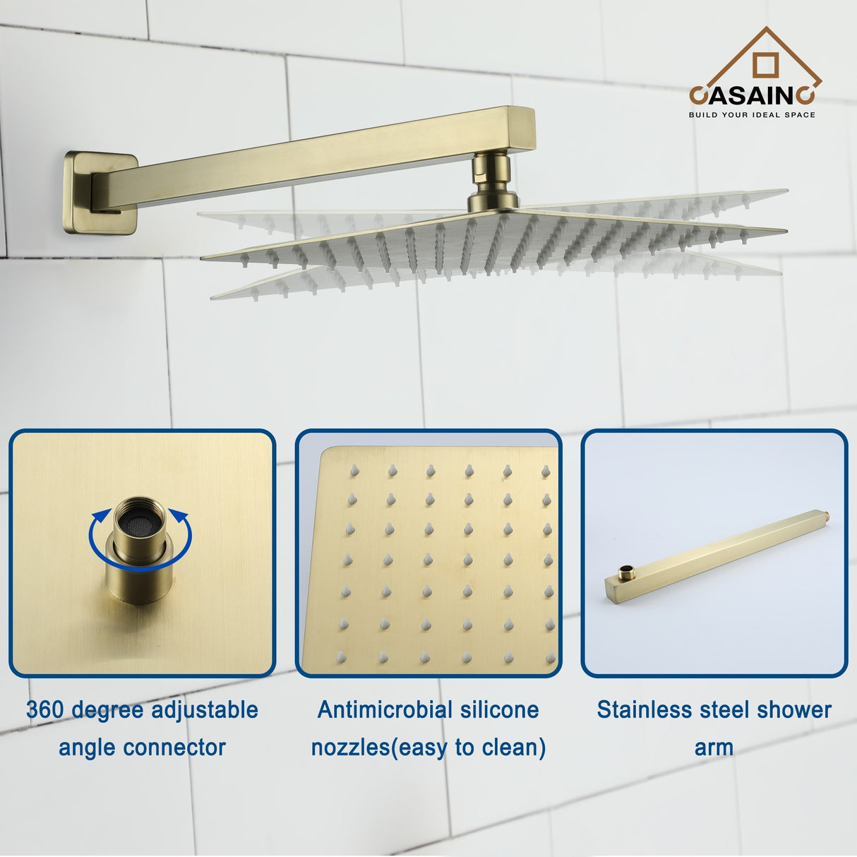 Pressure-Balanced Shower Faucet with Rough-in Valve, Trim, and Diverter