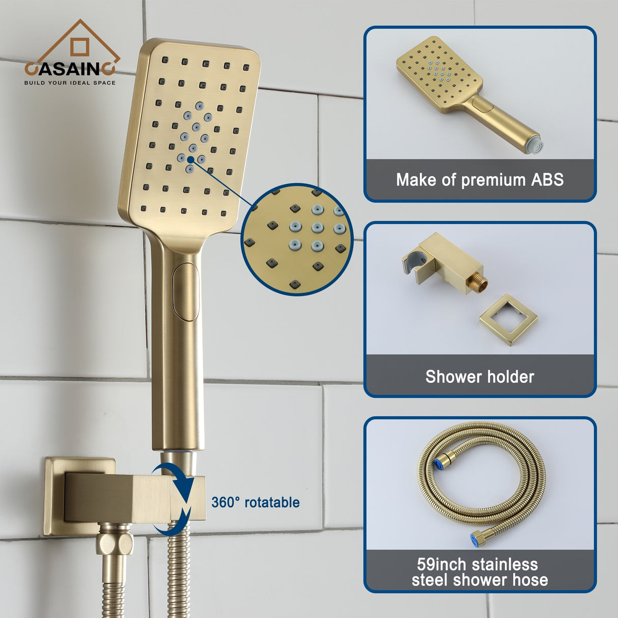 Pressure-Balanced Shower Faucet with Rough-in Valve, Trim, and Diverter