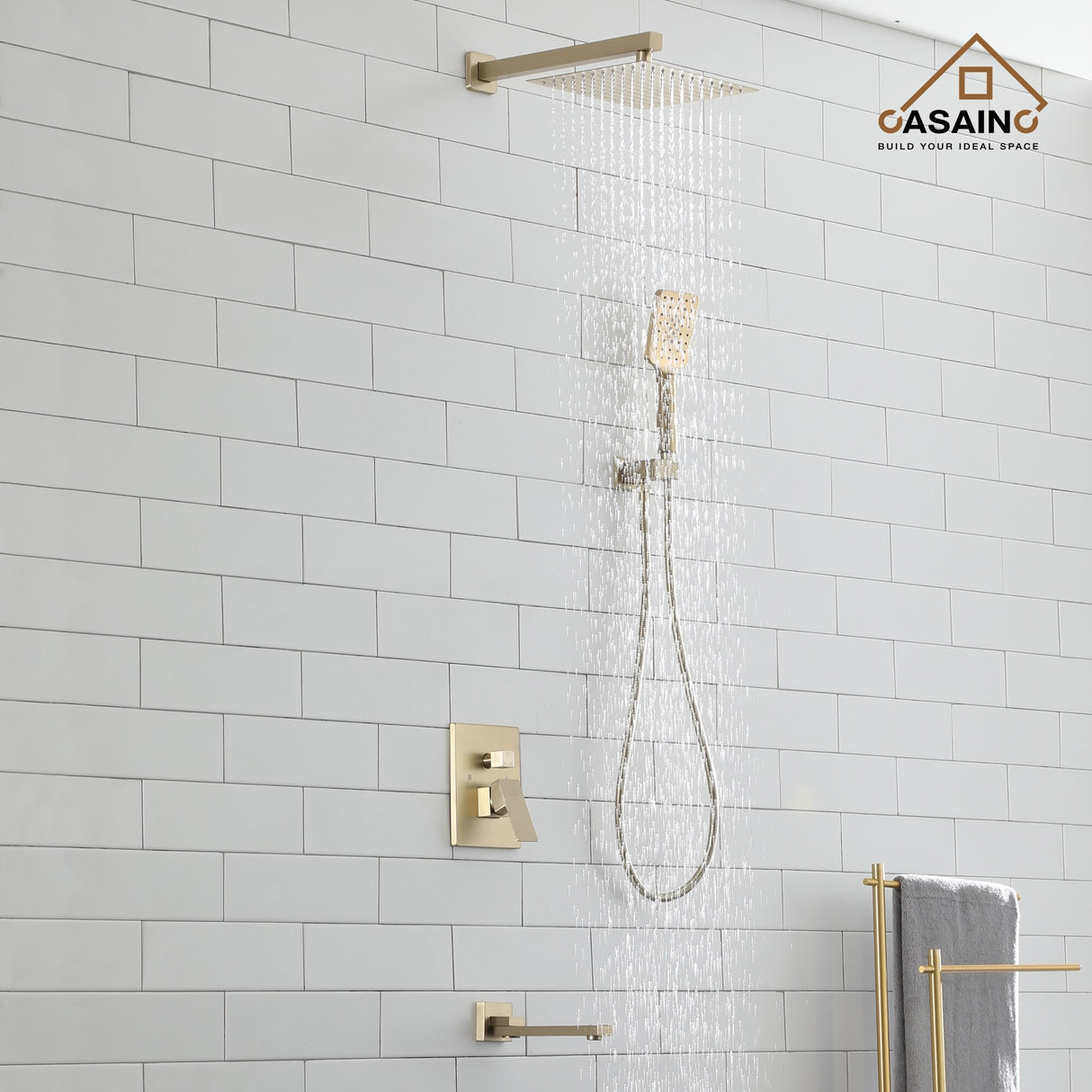 Pressure-Balanced Shower Faucet with Rough-in Valve, Trim, and Diverter