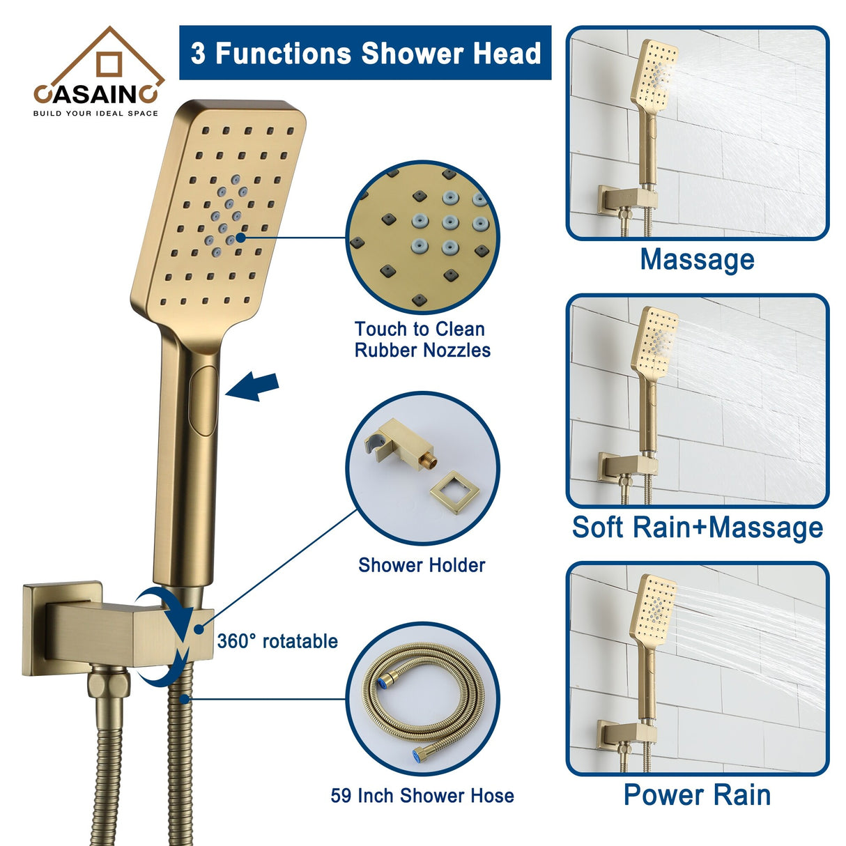 Pressure-Balanced Shower Faucet with Rough-in Valve, Trim, and Diverter