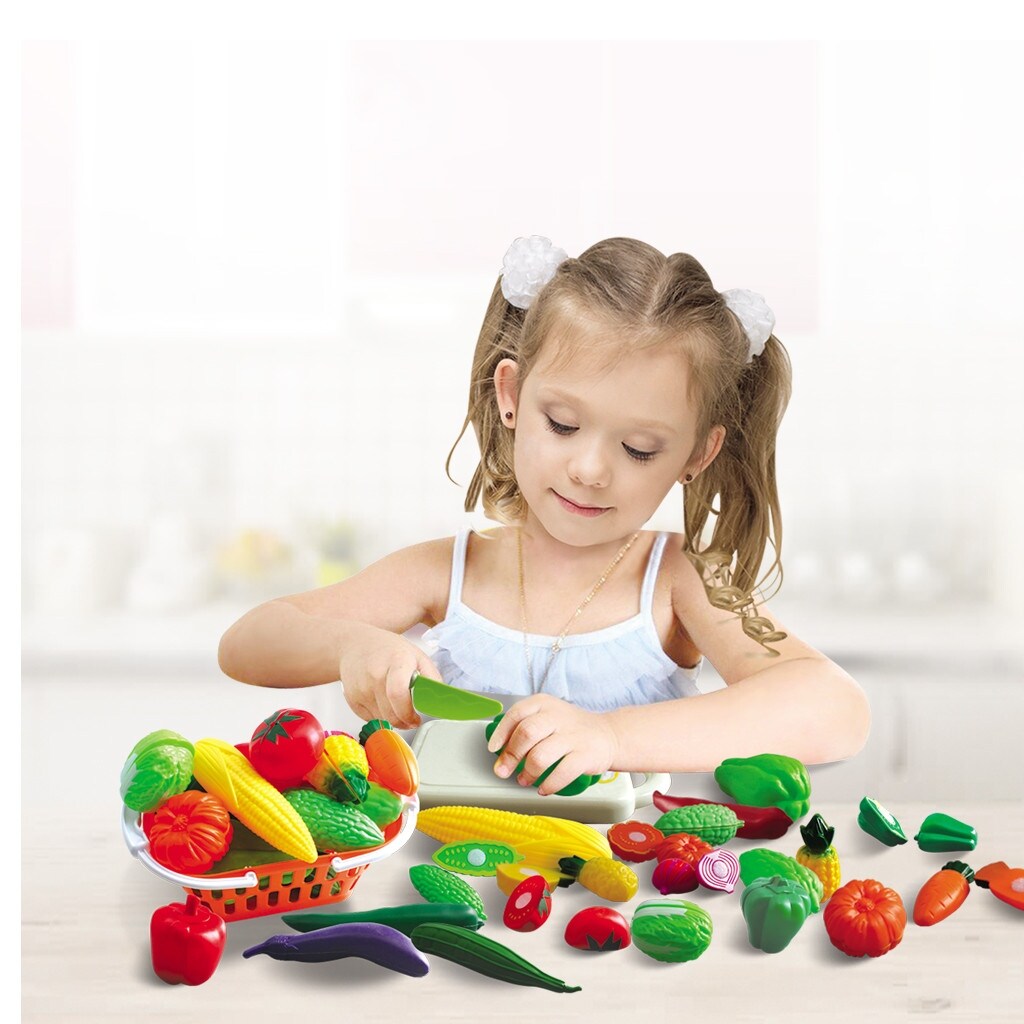 Pretend Play Set - Fruit And Vegetable Trolley - With Colorful Light And Music - Purple - Purple