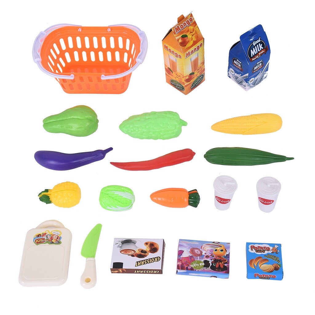 Pretend Play Set - Fruit And Vegetable Trolley - With Colorful Light And Music - Purple - Purple