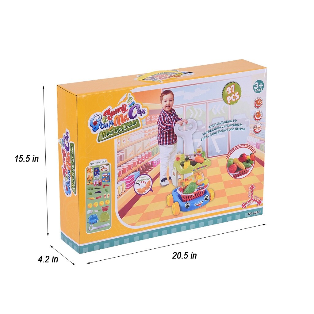 Pretend Play Set - Fruit And Vegetable Trolley - With Colorful Light And Music - Purple - Purple