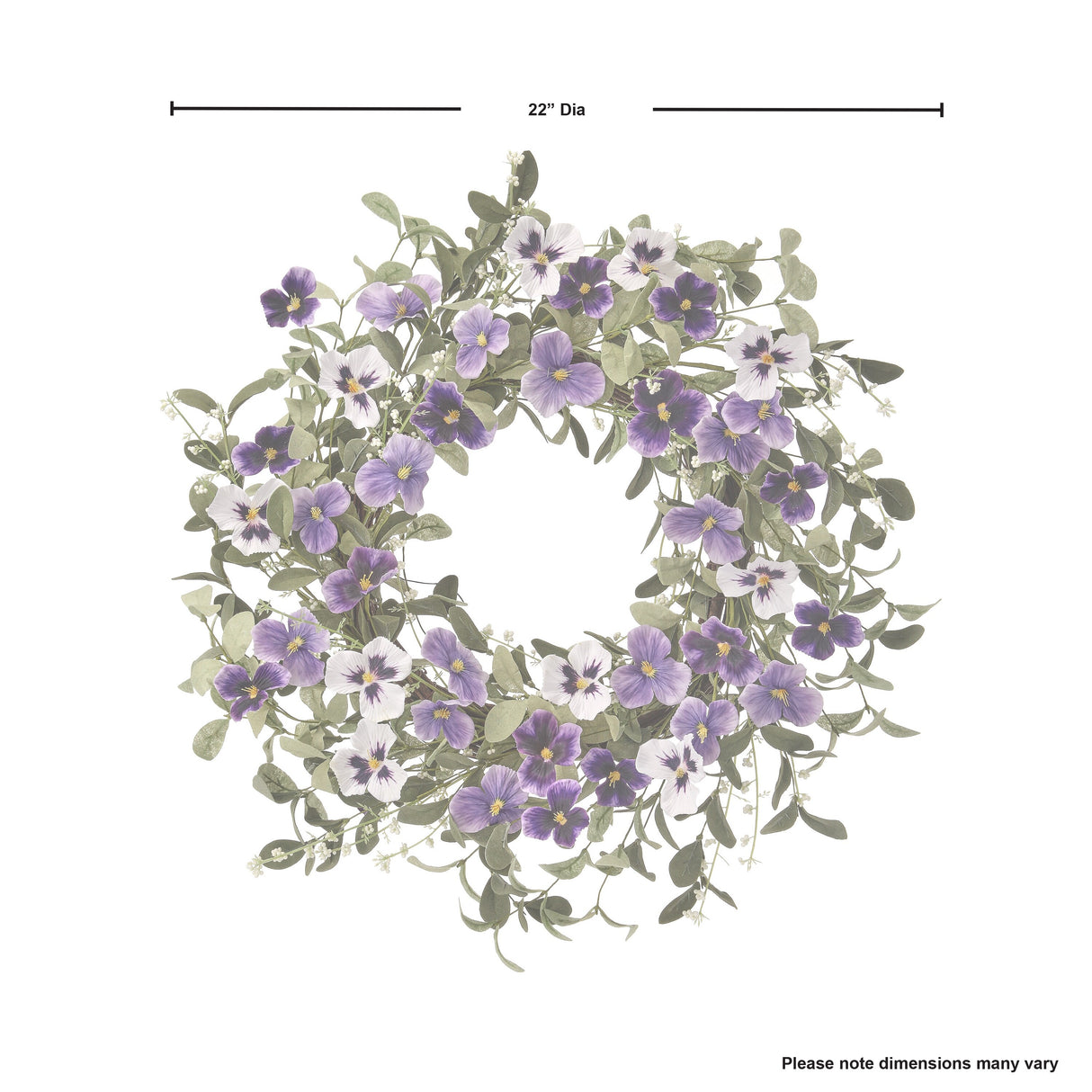 Pretty Pansy Wreath 22"