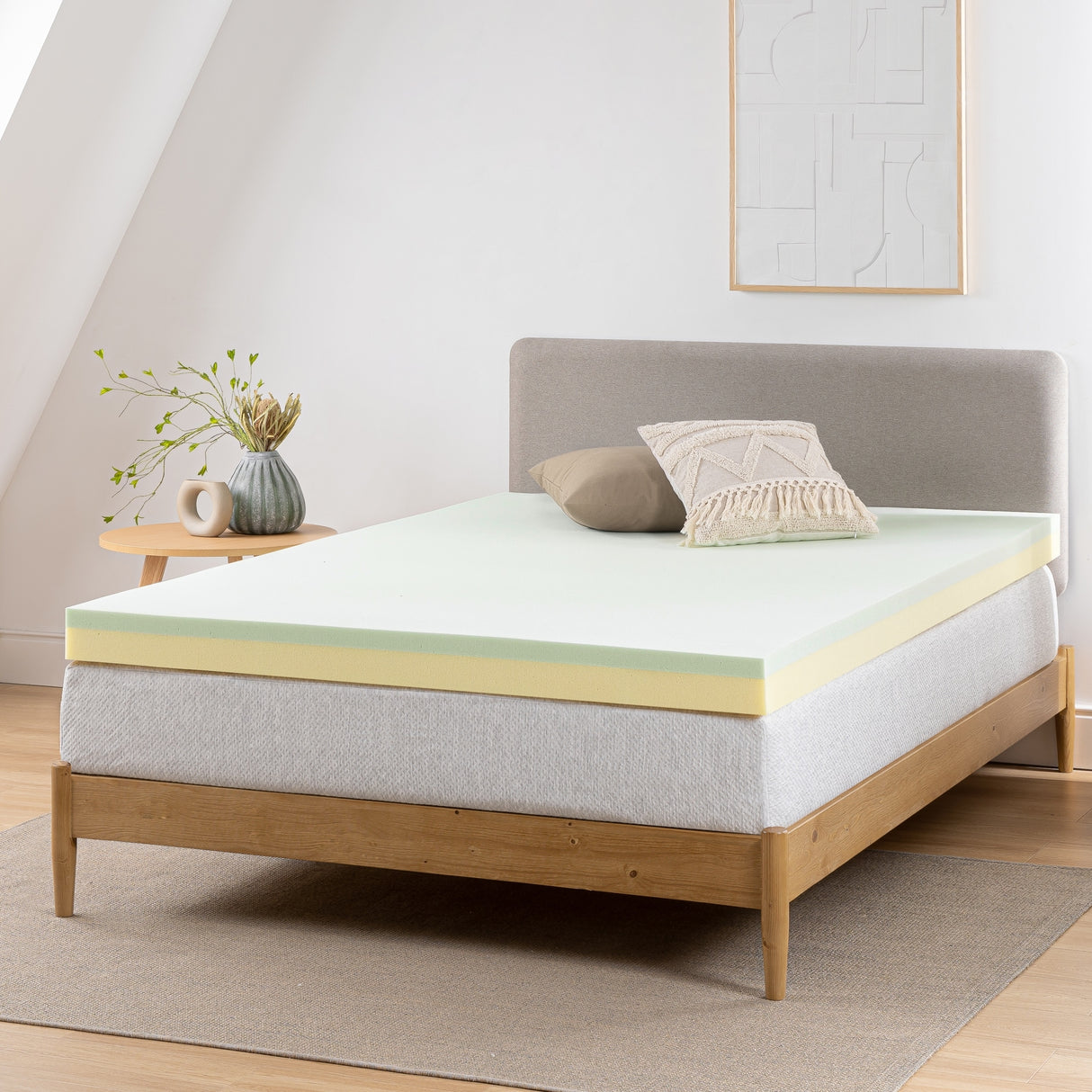 Priage by ZINUS 3 Inch Green Tea Memory Foam Mattress Topper