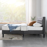 Priage by ZINUS Dark Grey Button Tufted Upholstered Platform Bed Frame - Cal King