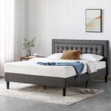 Priage by ZINUS Dark Grey Button Tufted Upholstered Platform Bed Frame - Cal King