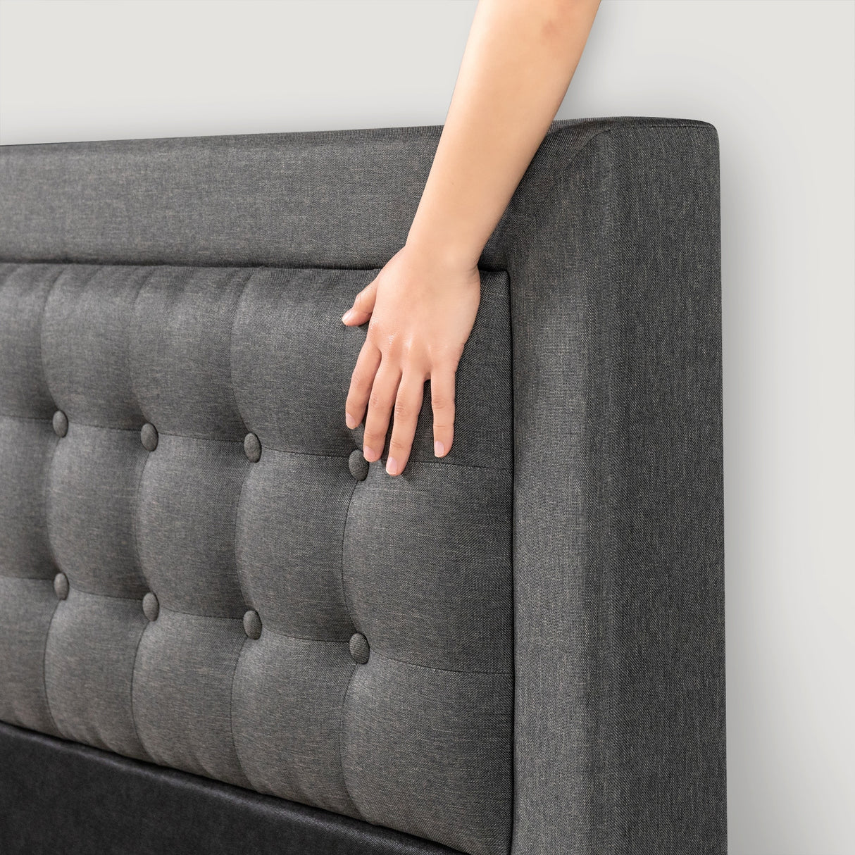 Priage by ZINUS Dark Grey Button Tufted Upholstered Platform Bed Frame - Cal King