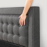 Priage by ZINUS Dark Grey Button Tufted Upholstered Platform Bed Frame - Cal King