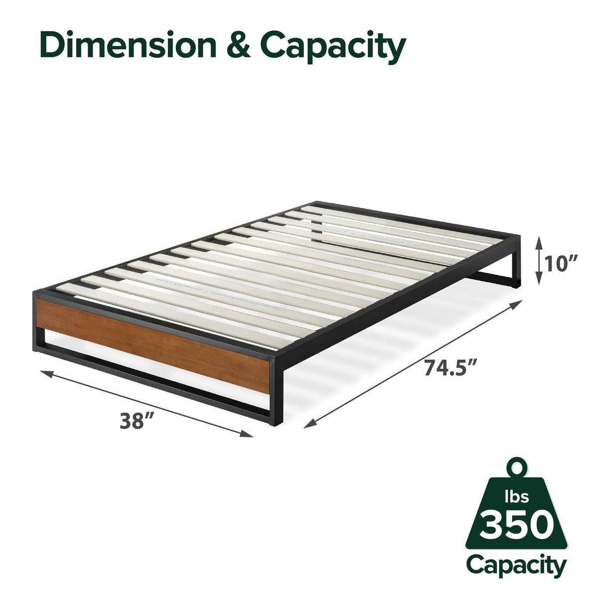 Priage by ZINUS GOOD DESIGN™ Winner 10 Inch Brown Bamboo and Metal Platforma Bed